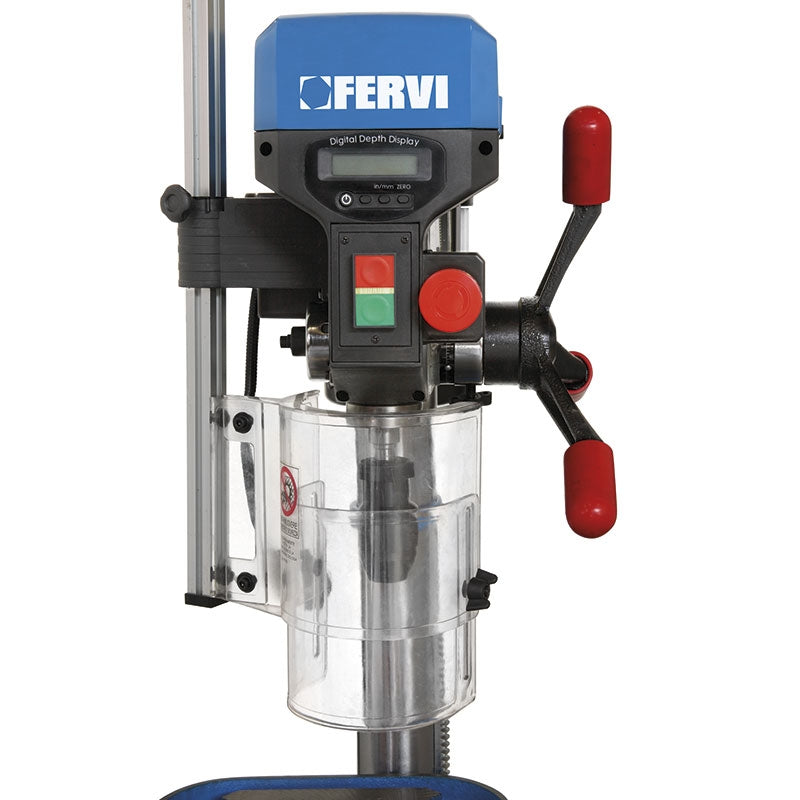 Fervi 0242 - Trapano da banco con trasmissione a cinghia e misuratore digitale di profondità