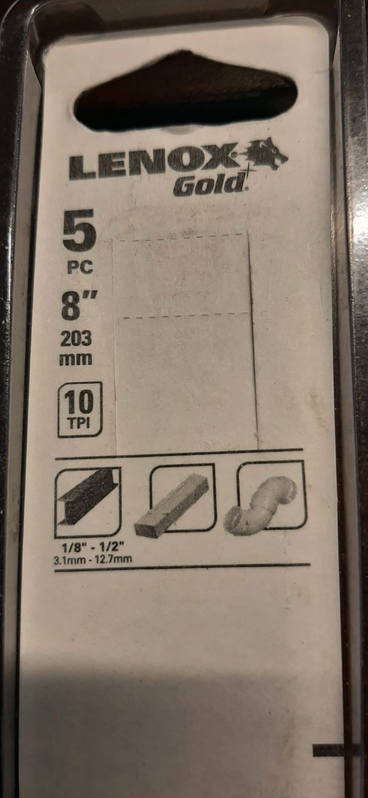 LENOX 21065810GR Lama sega alternativa , per metallo , legno, taglio di plastica, 8 pollici, 10 TPI, confezione da 5 pz