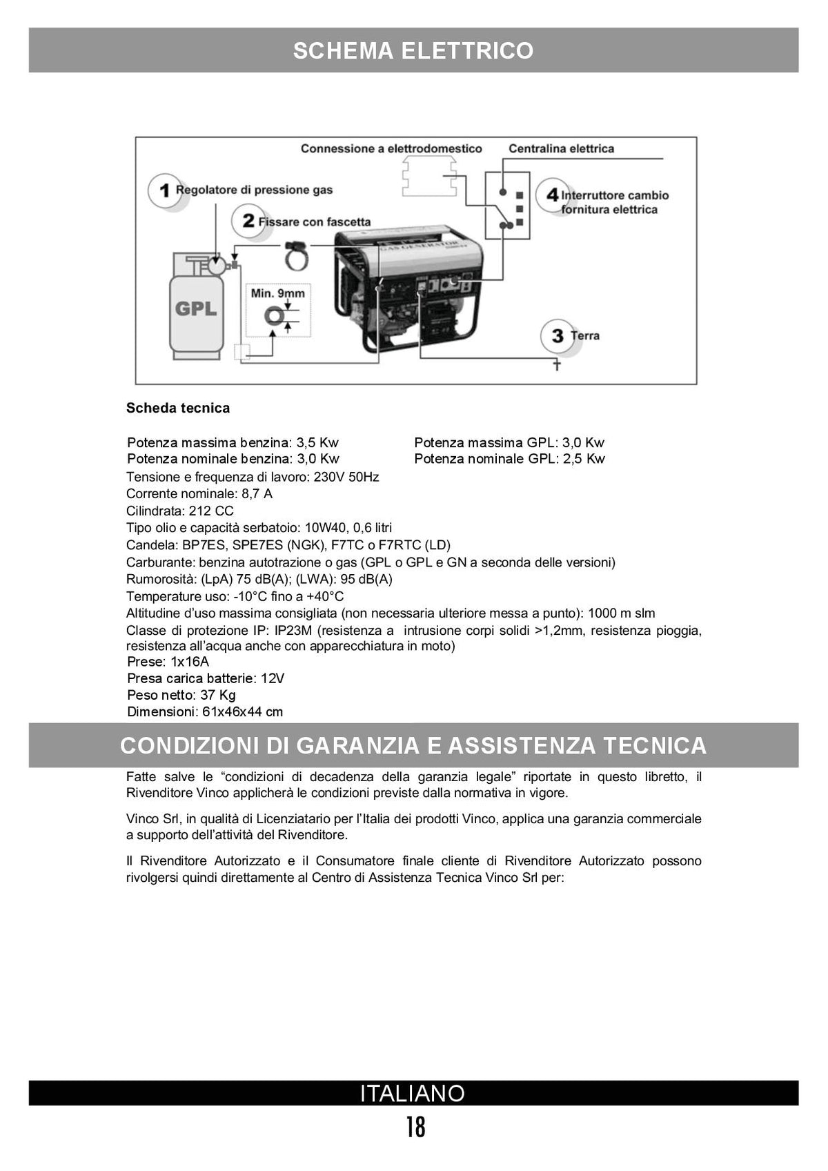 Vinco 60170 - Generatore di corrente - benzina, GPL - metano