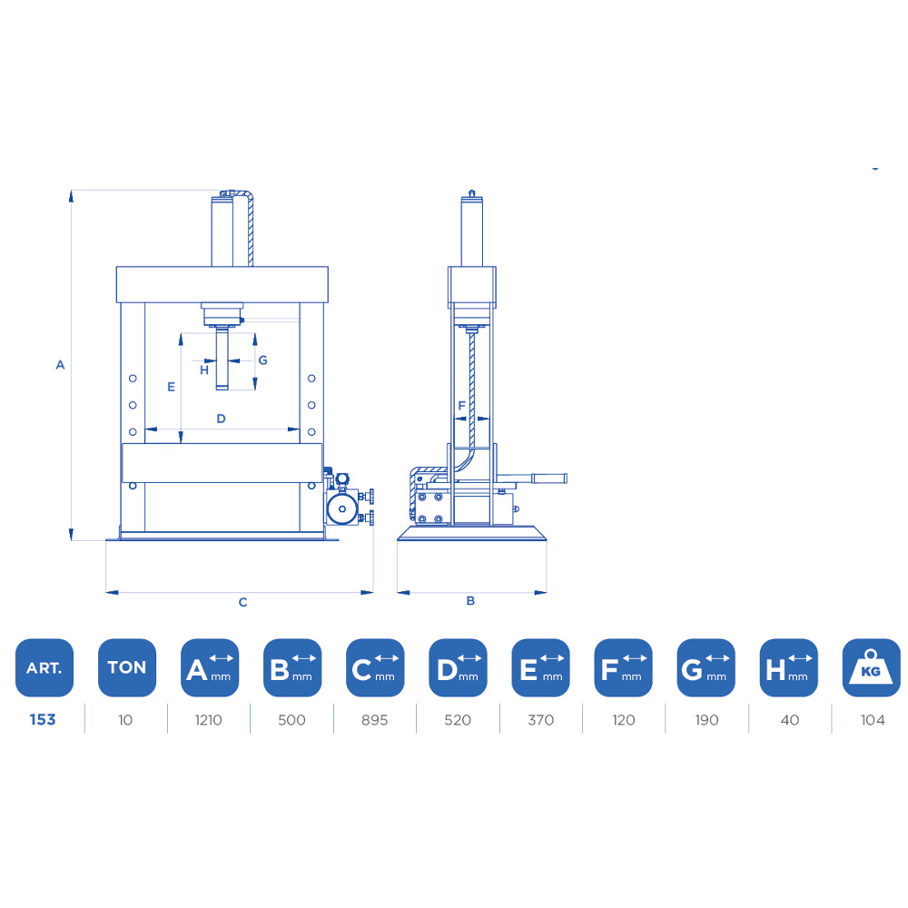 OMCN 153 - Pressa idraulica manuale 10T - 10 Tonnellate