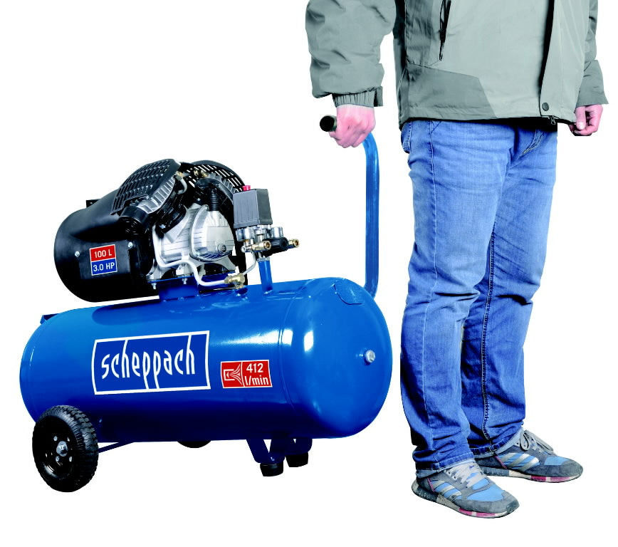 Scheppach HC120DC - Compressore a cinghia a 3 cilindri - 100L - 10 bar