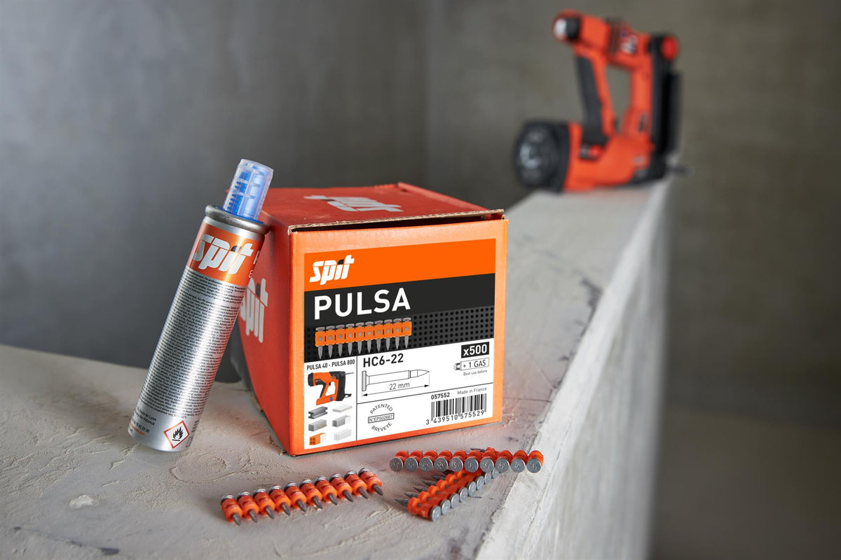 Spit 057550 - Chiodi HC6 15 per materiali duri - 500 pezzi - compresa bombola di gas