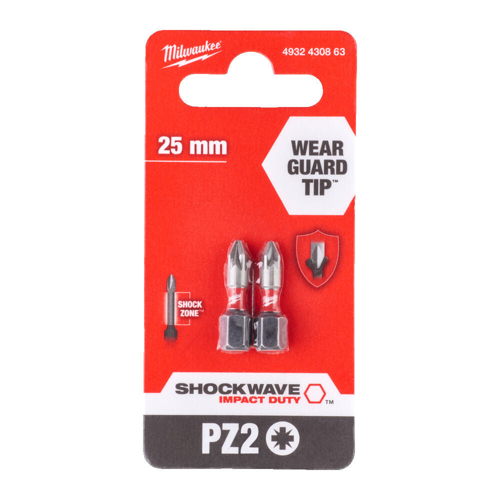 Milwaukee 4932430863 - Inserti per avvitatura ShockWave PZ2 - 2 pezzi  - 25mm