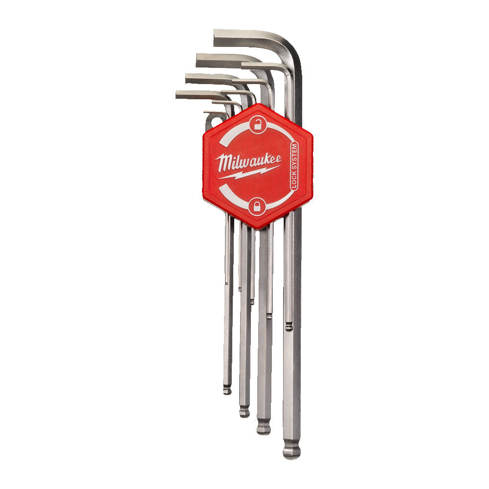 Milwaukee 4932478621 - Chiavi a brugola esagonali 9 pezzi con sistema di bloccaggio - 1,5 - 10 mm