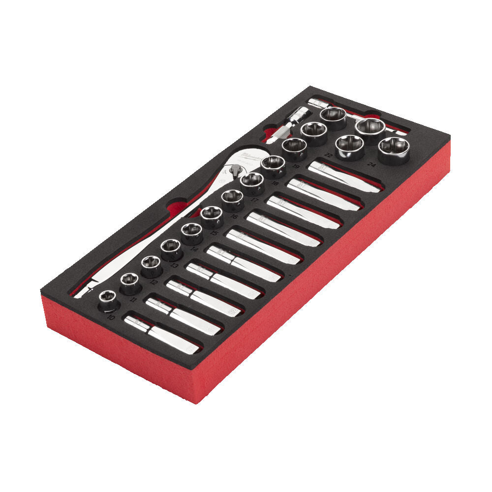 Milwaukee 4932479826 - Set cricchetto e bussola da 1/2" in termoformato morbido 