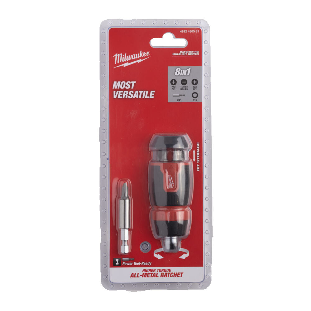 Milwaukee 4932480581 - Giraviti multiuso con cricchetto con porta inserti 