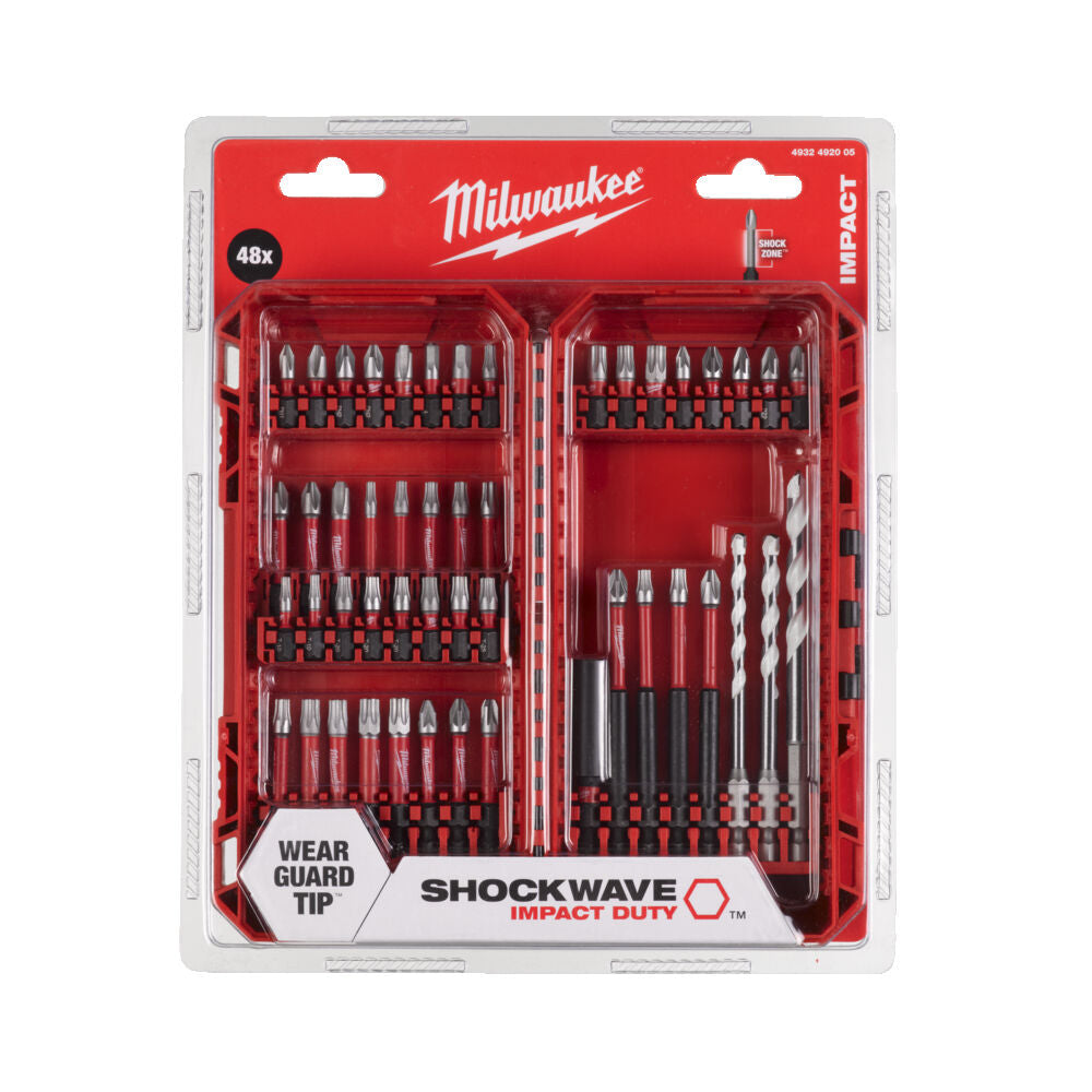 Milwaukee set inserti per avvitare/forare Shockwave - 48 pezzi