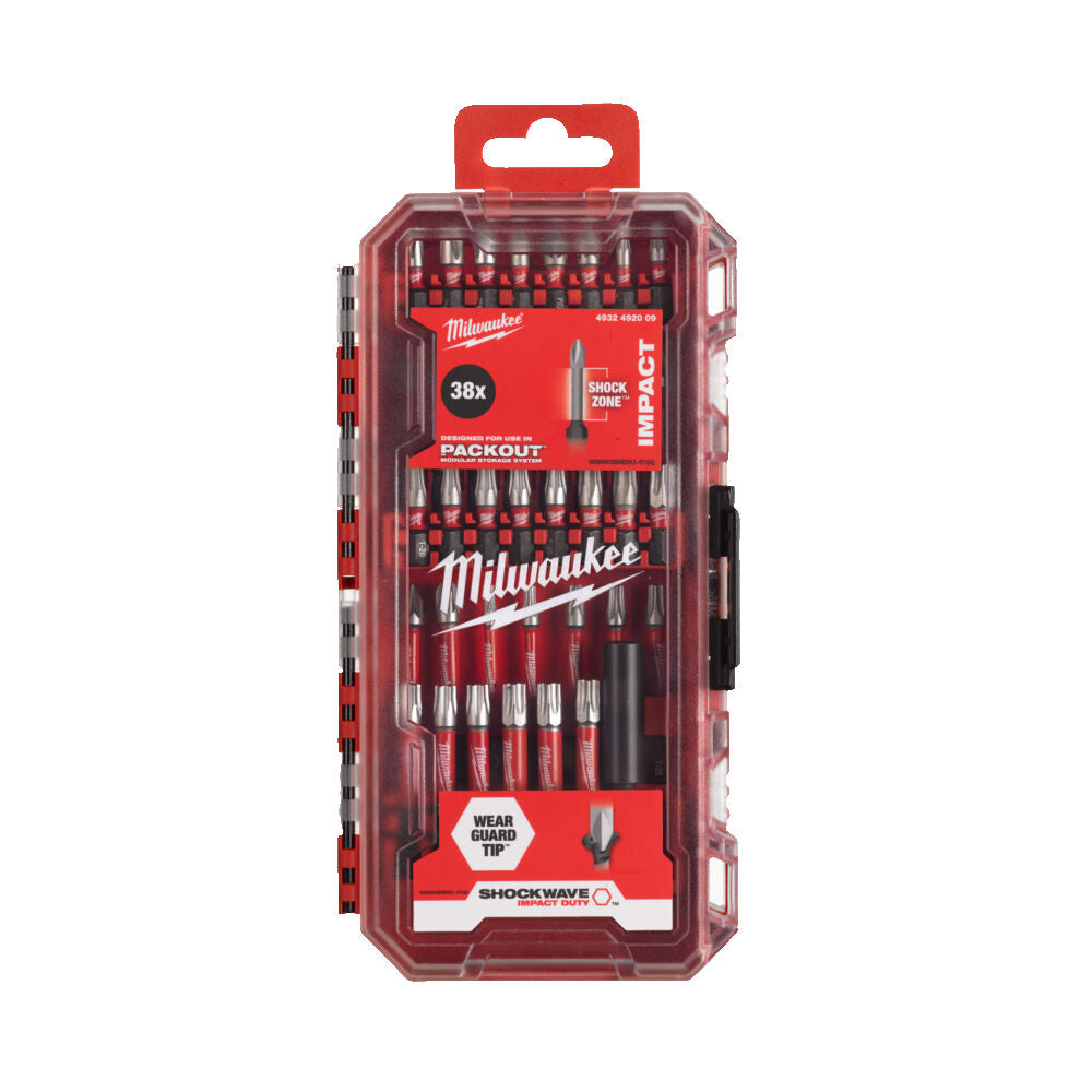 Milwaukee 4932498608 - Set inserti Shockwave 39 pezzi + Torcia IPL led