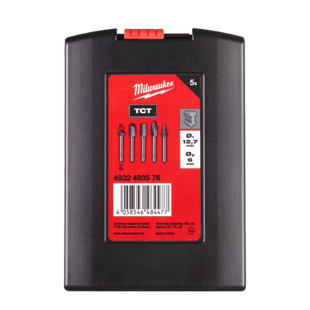 Milwaukee 4932493576 - Set frese rotative 6 x 12.7mm - 5 pezzi in custodia 