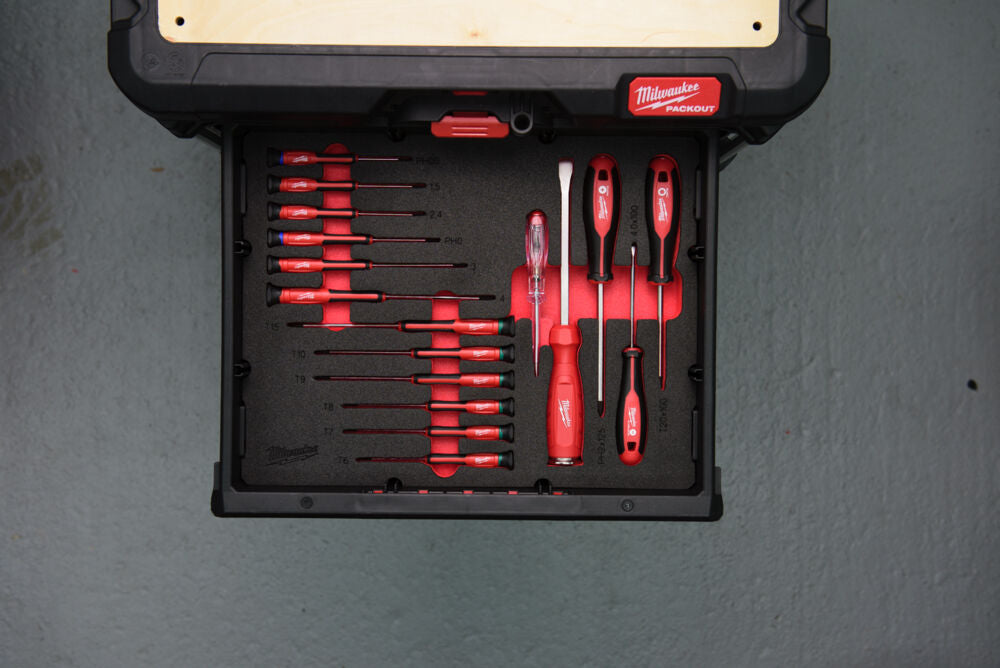 Milwaukee 4932493644 - Set di giraviti di precisione in termoformato per cassettiere Packout - 17 pezzi 