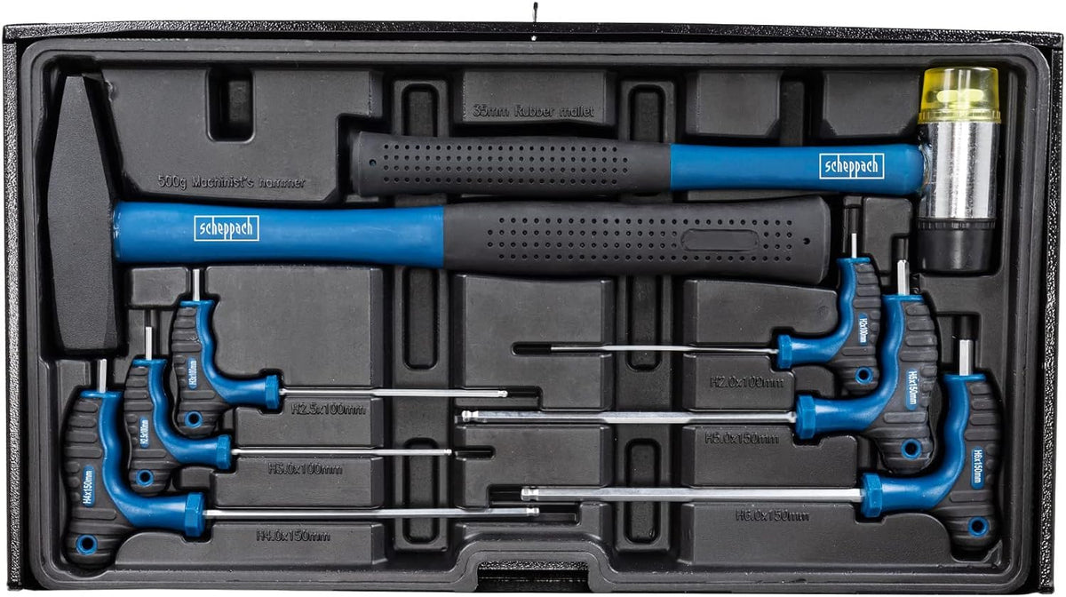 Scheppach TW1200 - Carrello porta attrezzi completo di 70 utensili per officina 