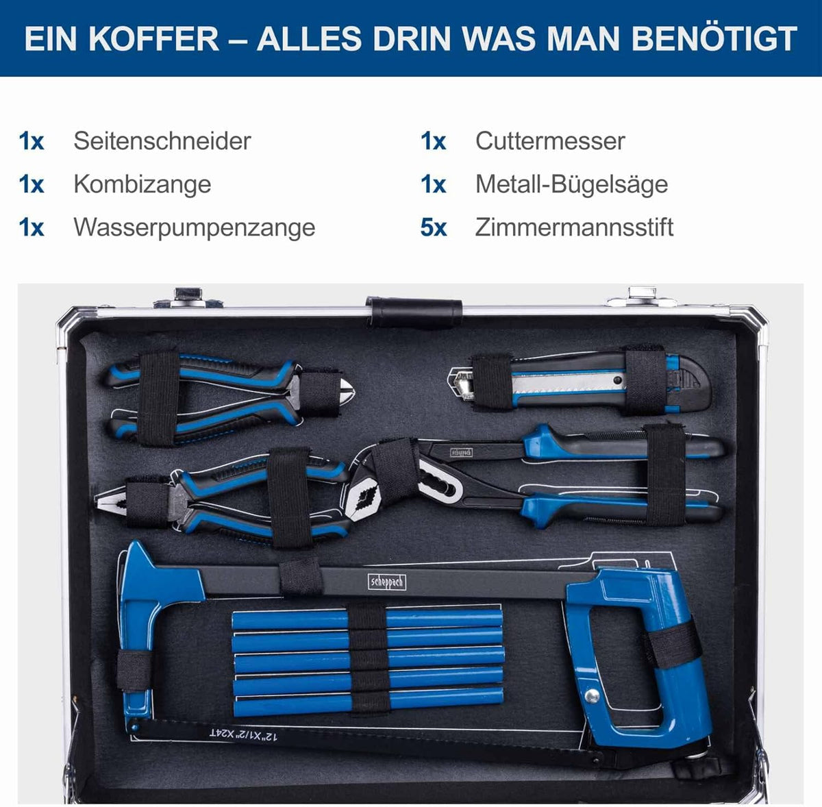Scheppach TB200 - Valigia utensili completa di 141 attrezzi  