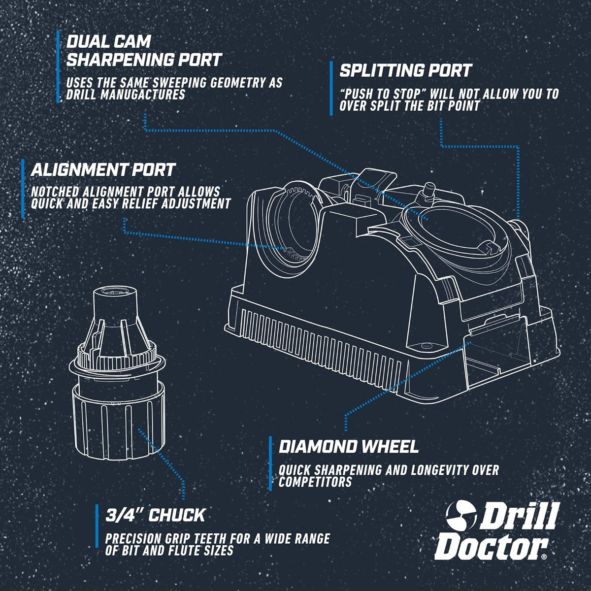 Drill Doctor DD750X - Affilapunte professionale per punte da 2 a 19 mm 