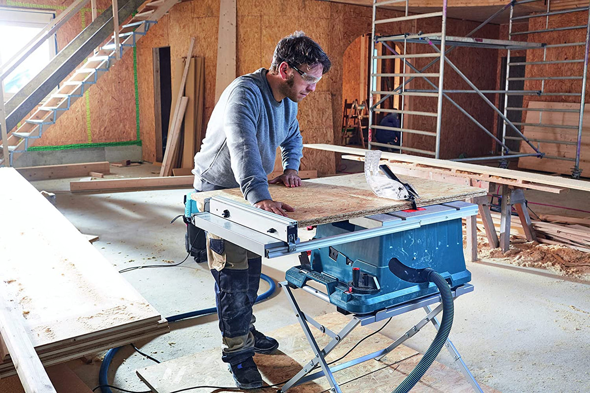 Bosch GTS 635-216 + GTA 560 - Banco sega troncatrice legno + piedistallo + lama extra per legno