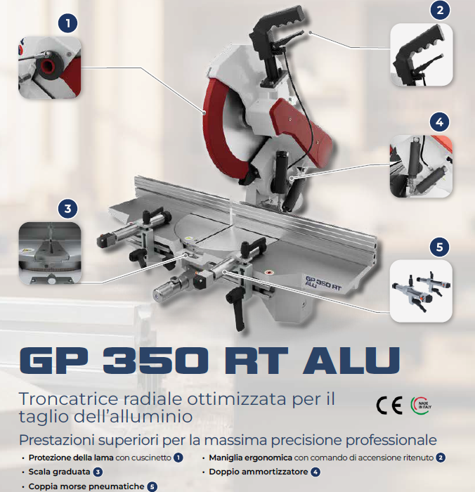 Pegic GP 350 RT ALU Troncatrice professionale per alluminio 2000W  , trifase 380v