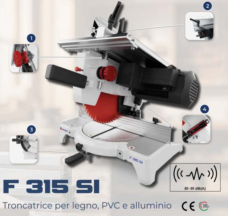 Pegic F 315 SI Troncatrice professionale pianetto superiore e a testa orientabile 220V - 750W