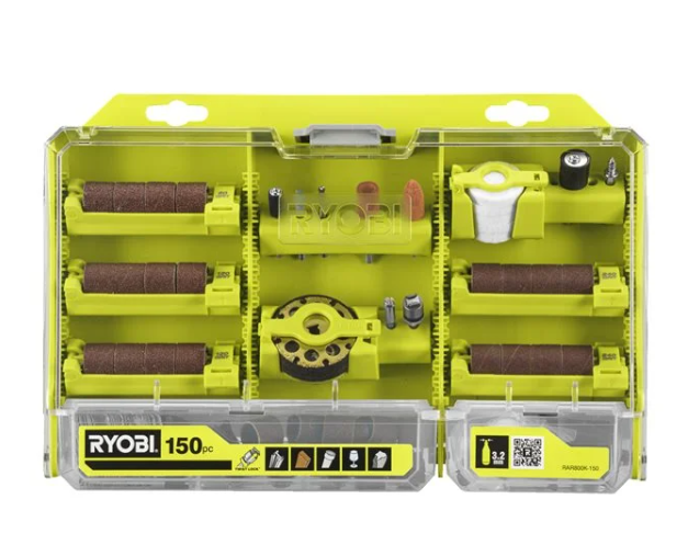 Ryobi RAR800K-150 Kit di accessori per utensili rotativi standard 3,2 mm multiuso da 150 pezzi