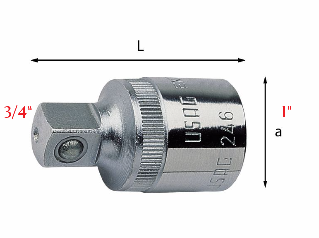 Usag 246 1" - Raccordo riduttore da femmina 1" a maschio 3/4"