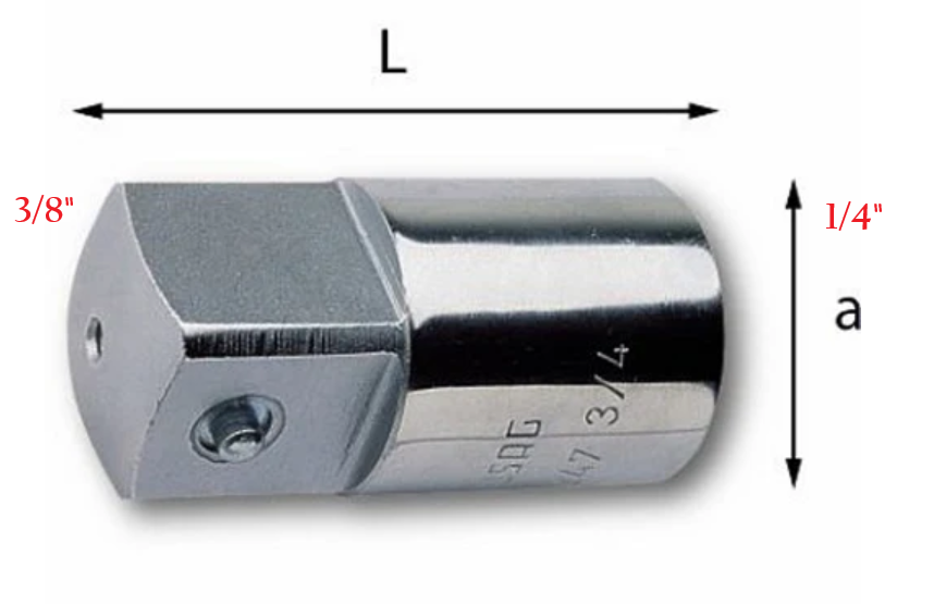 Usag 247 1/4 - Raccordo aumentatore da attacco femmina 1/4" a maschio 3/8"