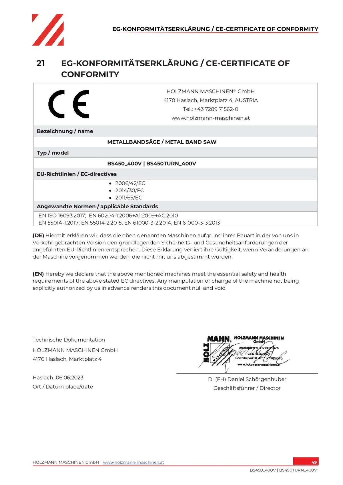 Holzmann BS450TURN_400V Segatrice a nastro x metallo discesa automatica e lubrificazione