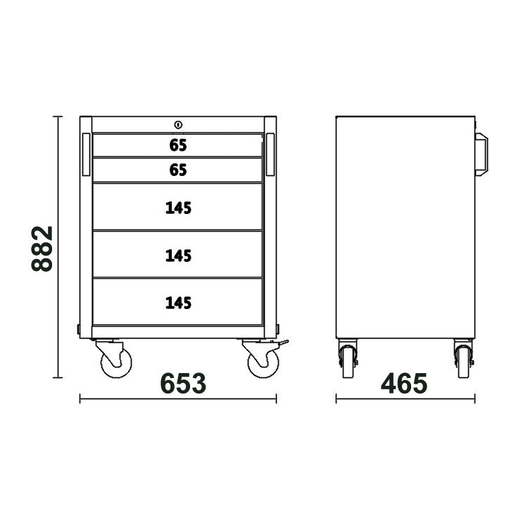 Beta C45PRO 2.0 C5 - Carrello con 5 cassetti per arredamento C45PRO 2.0