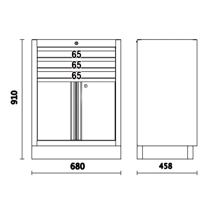 Beta C45PRO 2.0 M3A - Modulo fisso con 3 cassetti e 2 antine per arredo officina