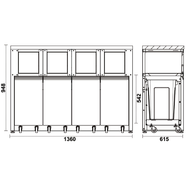 Beta C45PRO 2.0 RD/W - Modulo fisso raccolta differenziata con piano in legno