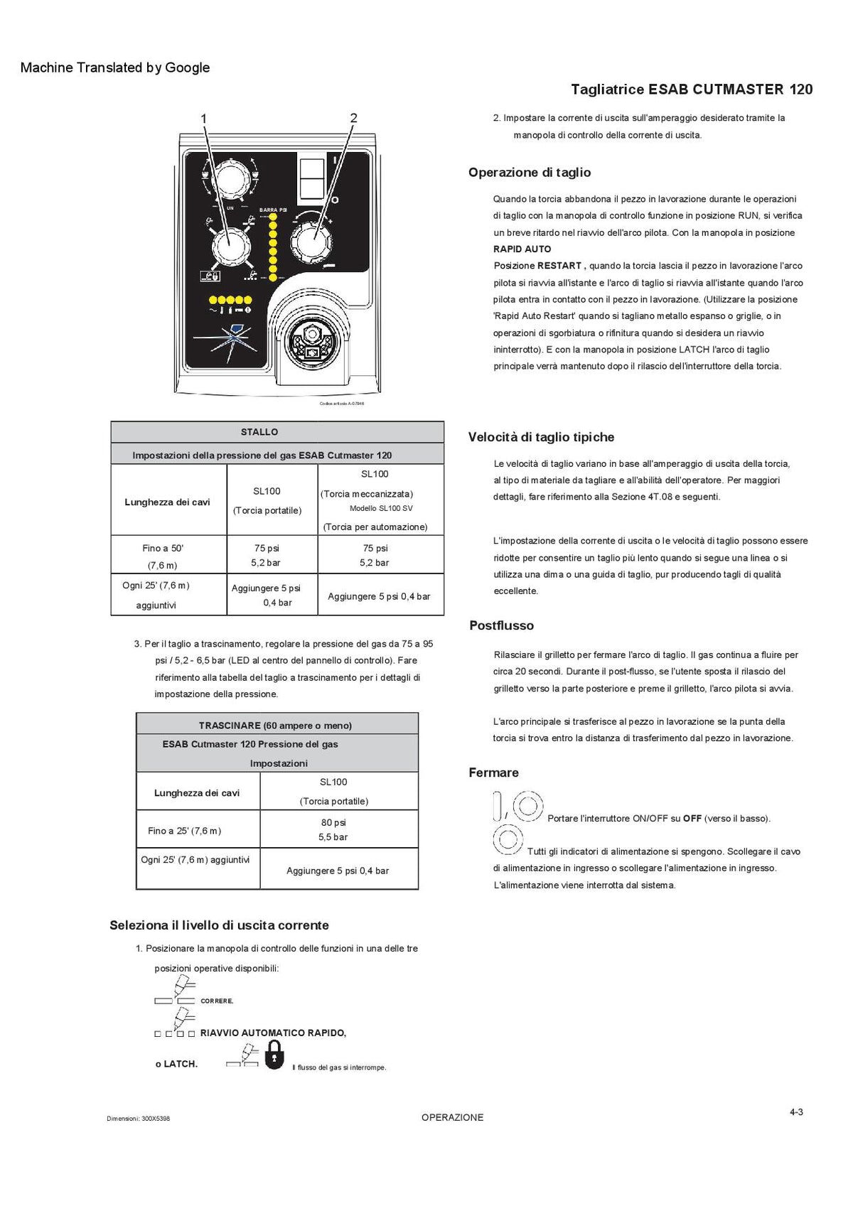 Esab ESAB Cutmaster 120 TAGLIO AL PLASMA , 6,1 m SL60 400 V trifase CE 400v