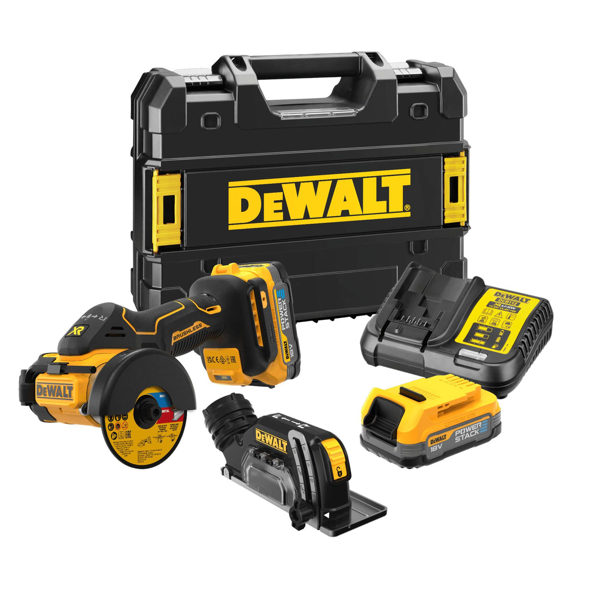 Dewalt DCS438E2T-QW - Mini smerigliatrice a batteria 18V - disco da 76 mm - 2 batterie Powerstack