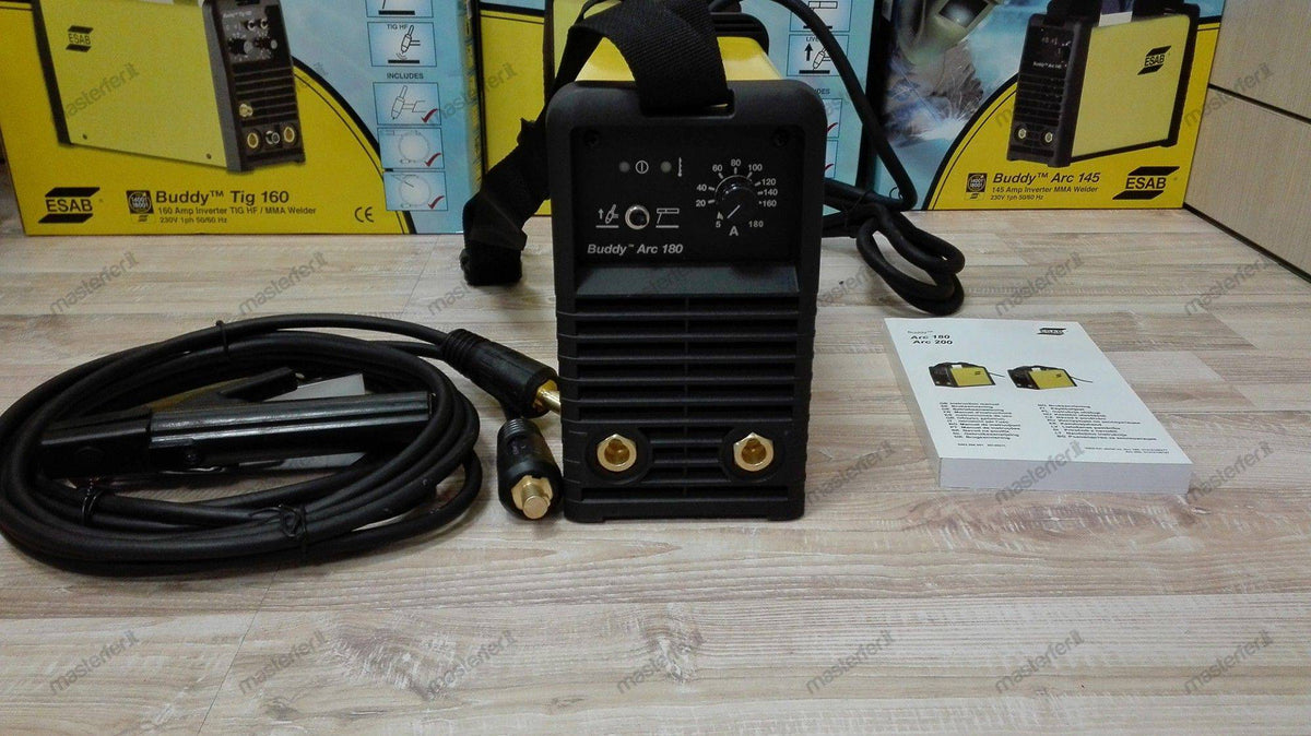 Saldatrice inverter Esab Buddy Arc 180 (180 A) con cavi e pinze pronta all'uso
