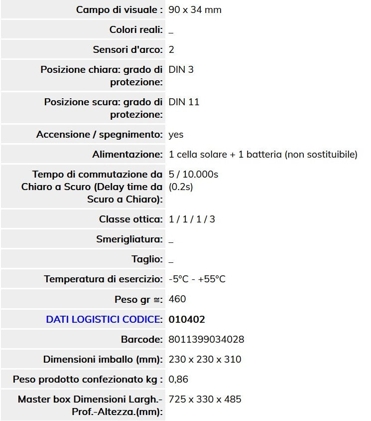 Deca WM24 Maschera Auto-Oscurante Din 11 MMA-MIG-TIG