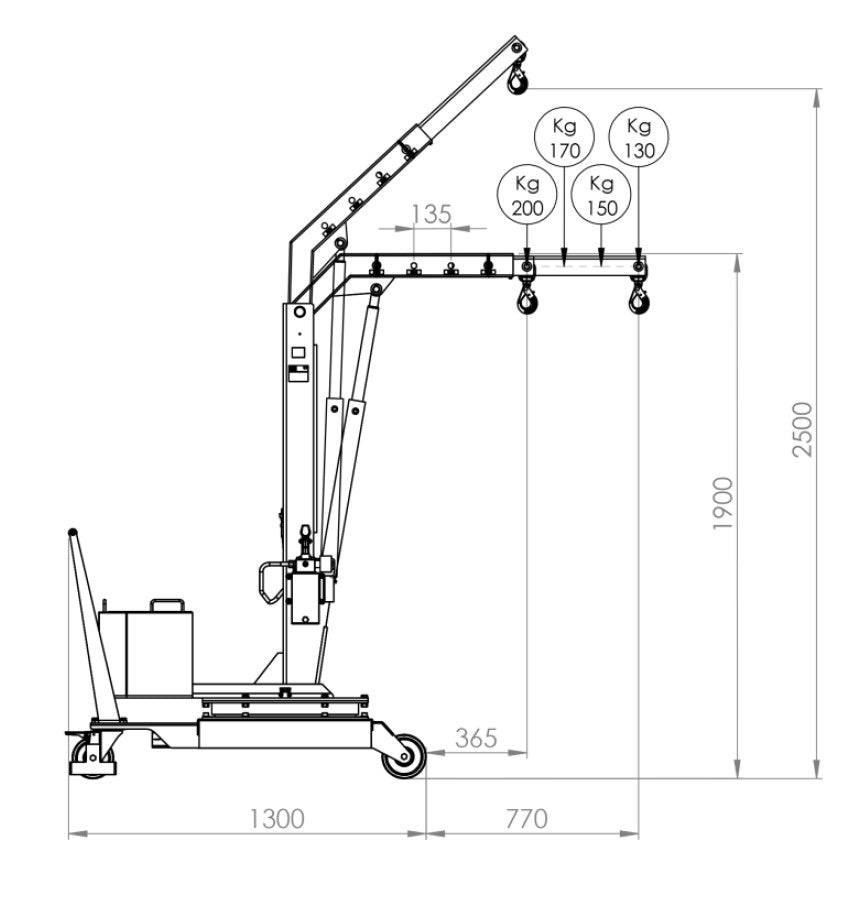 AxA 01M2 - Gru gruetta idraulica a sbalzo girevole, 200kg