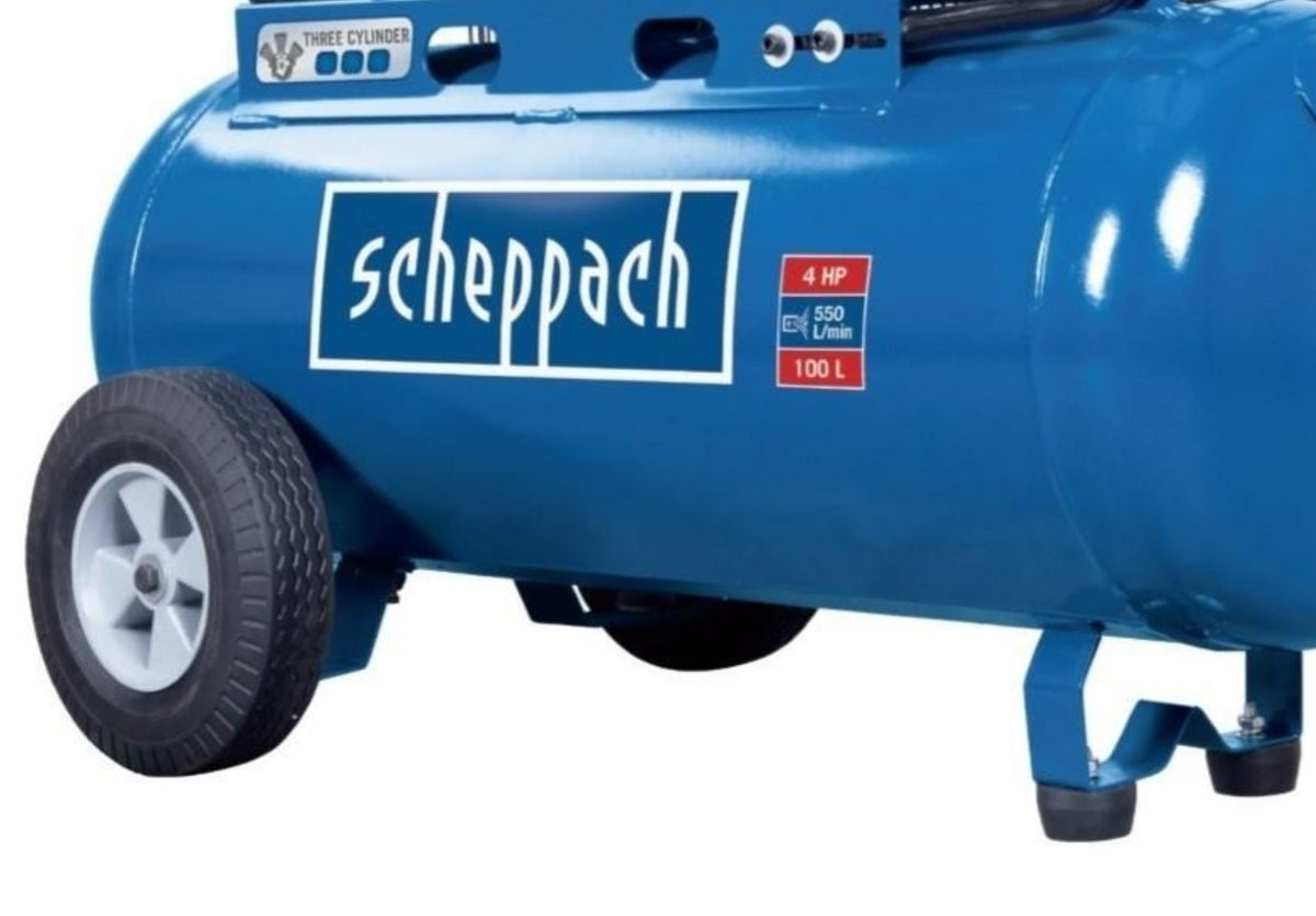 Scheppach hc550tc 400v Compressore a cinghia 100lt 3 cilindri 4cv 10 bar