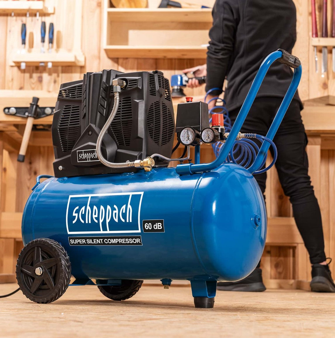 Scheppach hc51si Compressore aria silenziato 50lt 1.5Kw 8 bar