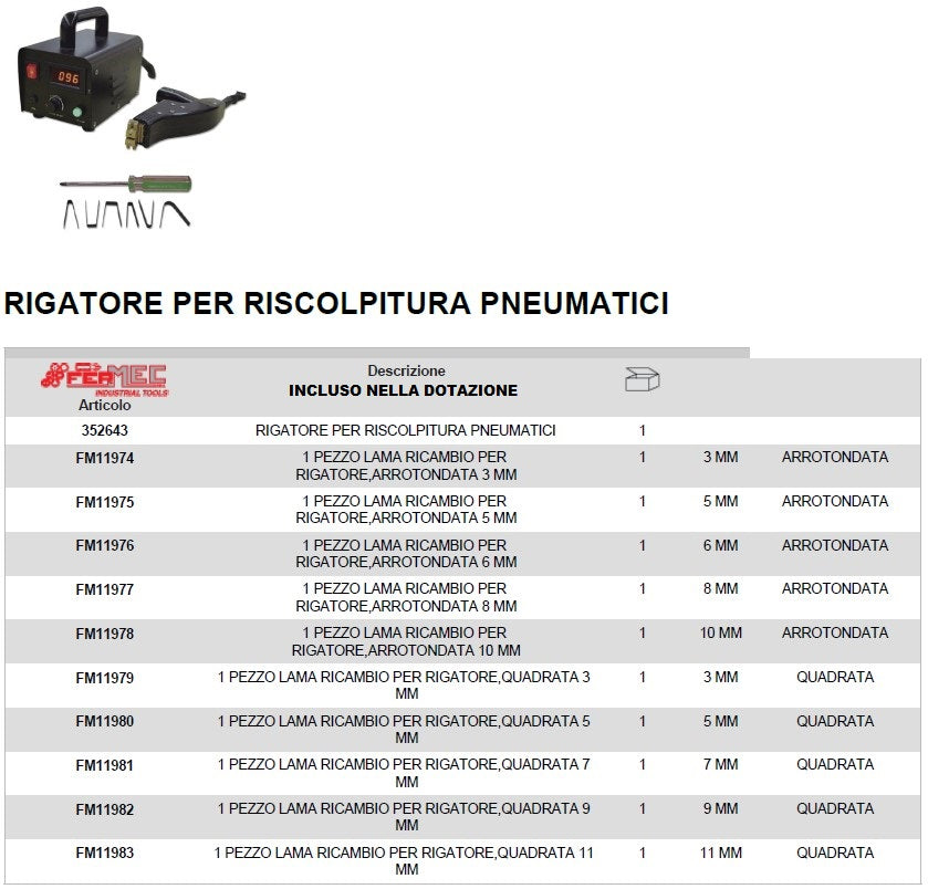 RIGATORE PROFESSIONALE PER RISCOLPITURA PNEUMATICI