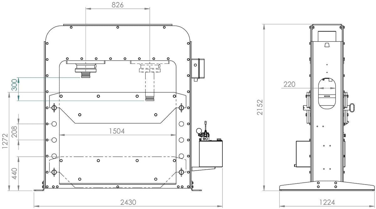 AxA PM110-15 - Pressa idraulica motorizzata con pistone mobile, capacità 110 ton