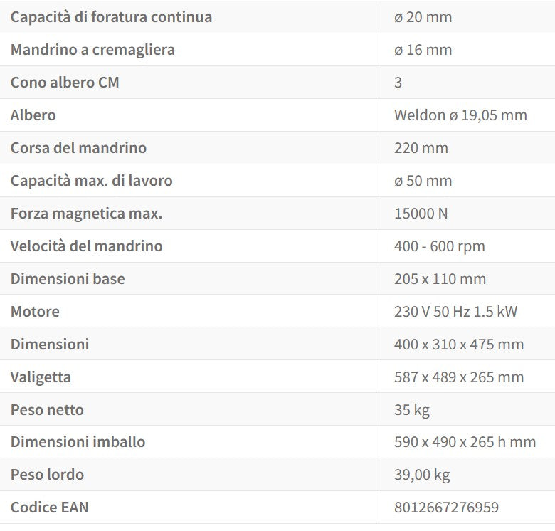 Fervi 0518/50 - Trapano magnetico 50