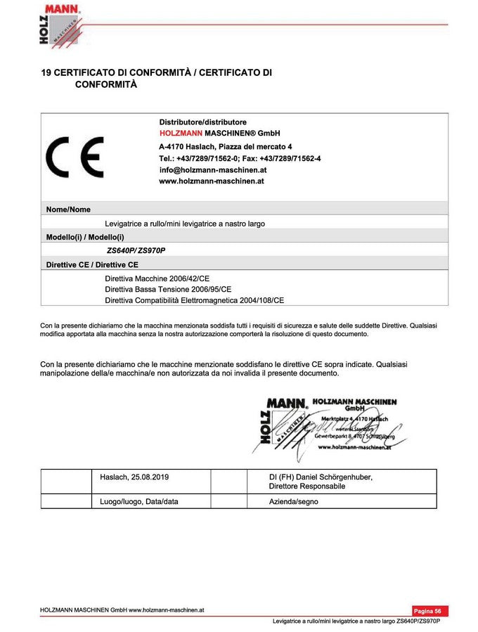 Holzmann ZS640P_230V mini levigatrice a nastro largo calibratrice