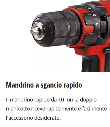 Einhell TC-CD 1835-2 Li TRAPANO AVVITATORE A BATTERIA, INCLUSA N.1 BATTERIA 1,5 Ah