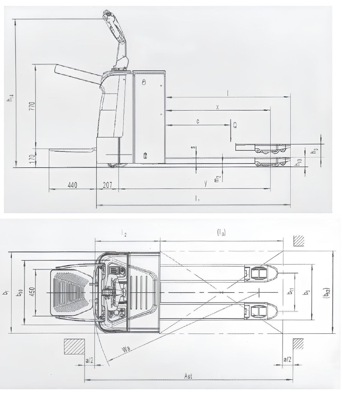 Novamach N1/AEP - Transpallet elettrico a batteria con pedana a scoparsa , 2000kg