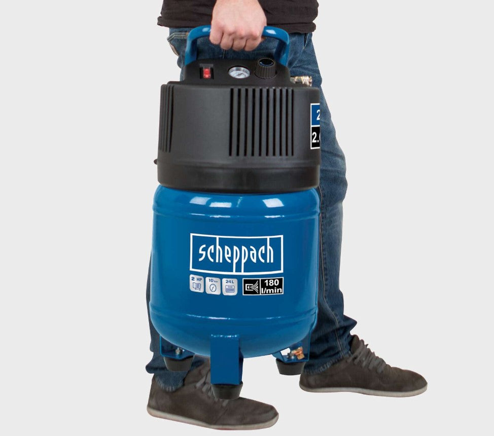 Scheppach hc24v Compressore verticale 24 litri 1,5 hp compatto , 220v , 1500w , senza olio