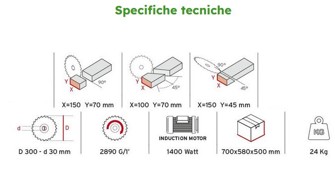 Compa OMS 300 E Troncatrice professionale per legno OMS , 300mm , 220V , 1400w