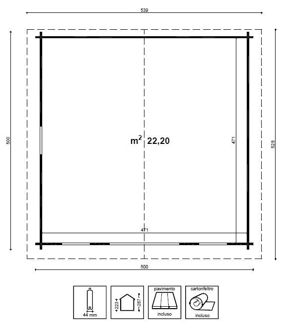 Losa Legnami Lavinia - Casetta da giardino 5 x 5 metri 
