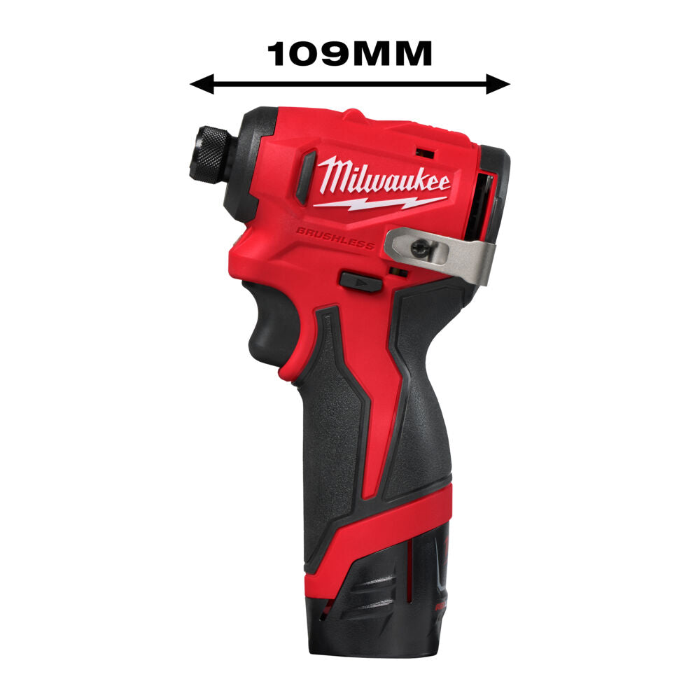 Milwaukee M12BLIDRC-202C - Avvitatore a impulsi a batteria 12V attacco da 1/4" - 2 x 2Ah 