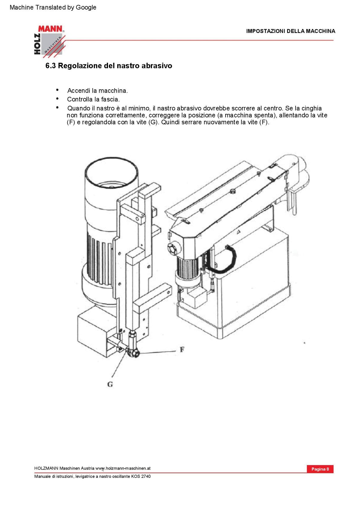Holzmann KOS2740C_400V levigatrice a nastro oscillante