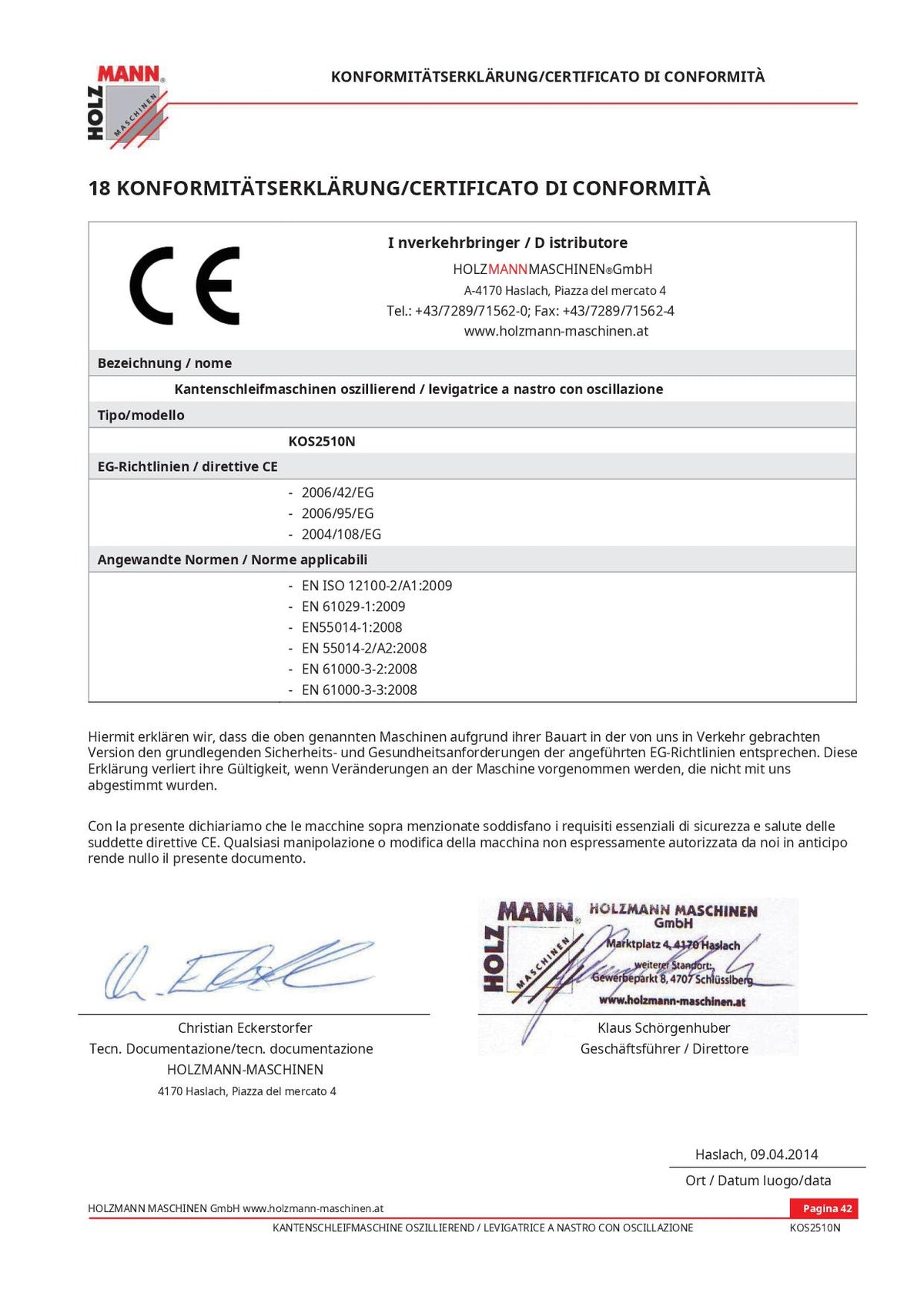 Holzmann KOS 2510N - Levigatrice a nastro oscillante trifase, 400