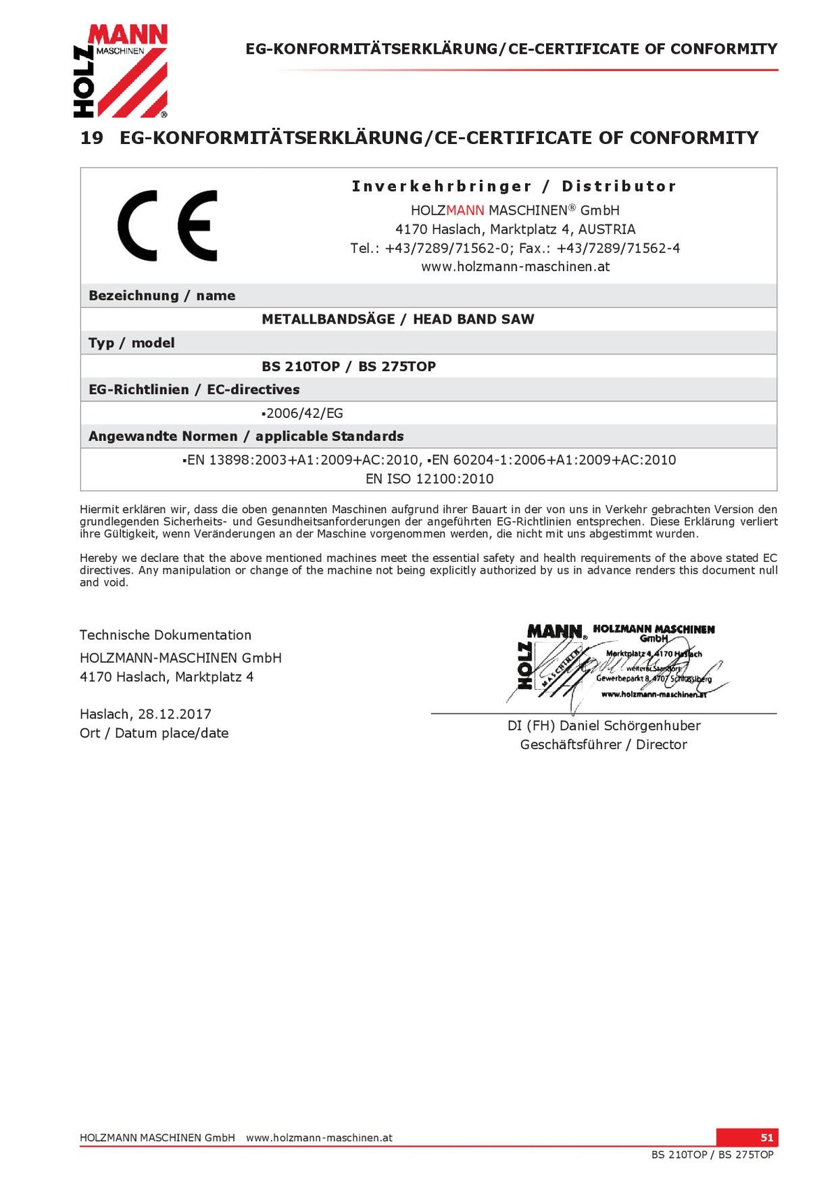Holzmann BS 275TOP - Segatrice a nastro per ferro, 230V