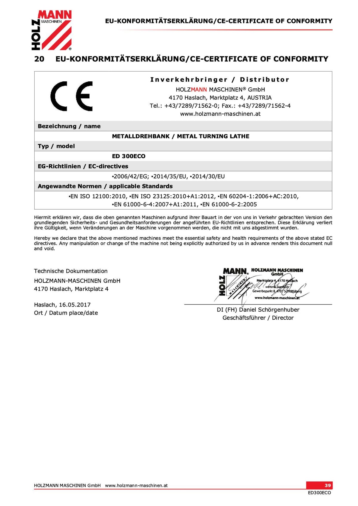 Holzmann ED300ECO - Tornio parallelo da banco per metallo