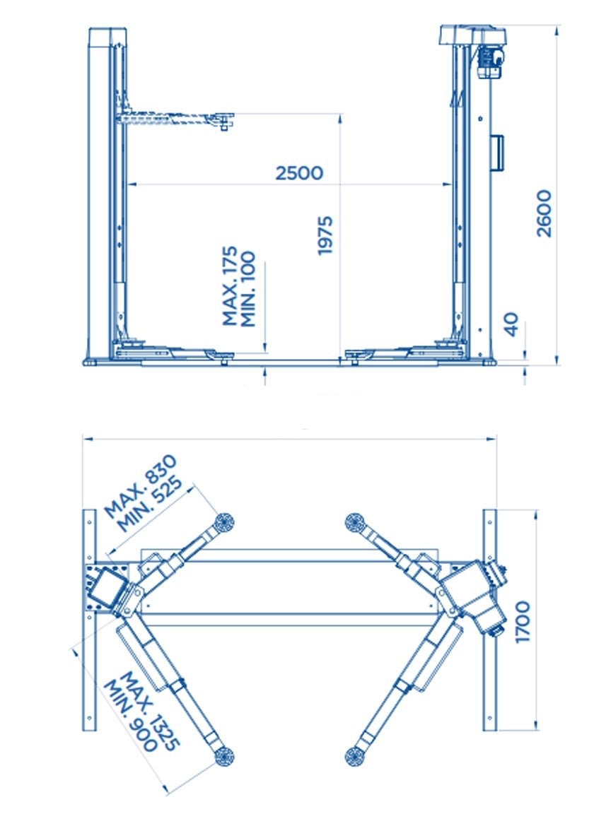 OMCN 199/T - Ponte sollevatore auto per officina, a due colonne, 3,5 ton
