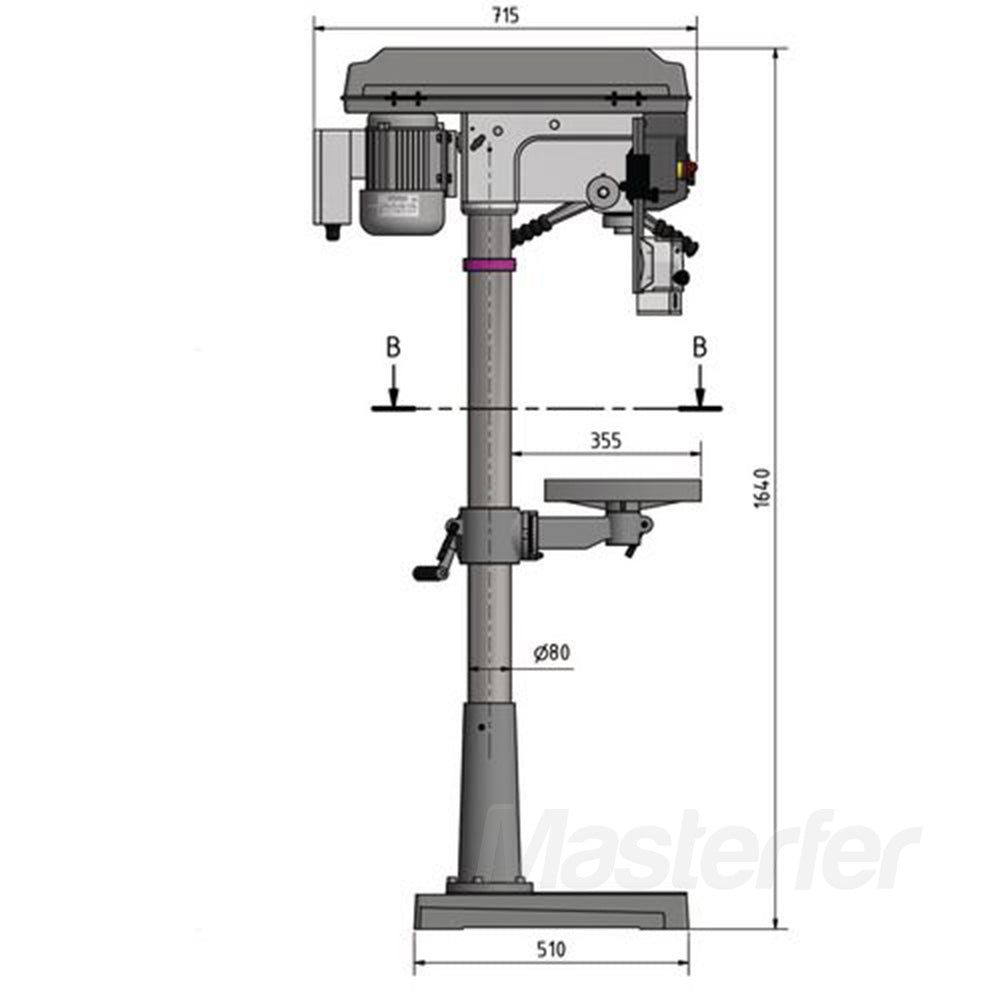 Optimum D 26 Pro - 400V - Trapano a colonna da pavimento misure
